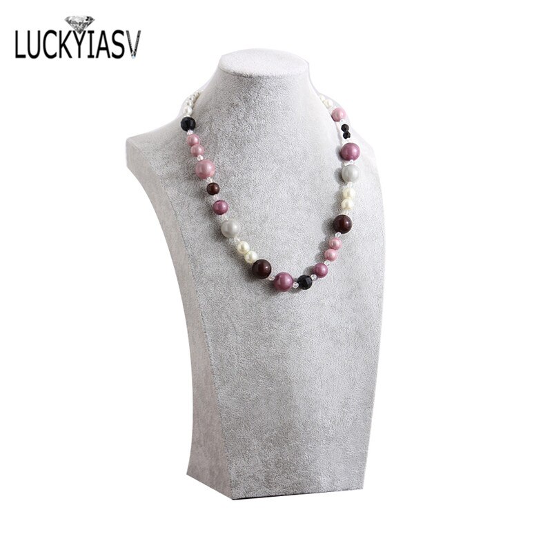 Fluwelen sieraden display buste, ketting display stand manequin buste stand hanger ketting houder opslag display show boetiek stand mannequin buste (donkergroen 29 cm