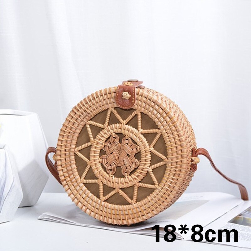 Ronde Strozak Rotan Vrouwen Tas Zomer Holle Handgemaakte Messenger Crossbody Tas Strand Handtassen Bohemen Bolsas Femininas