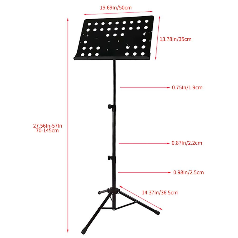 Portable Metal Music Stand Adjustable Height Detachable Musical Guitar Instruments For Piano Violin Guitar Sheet Music Black