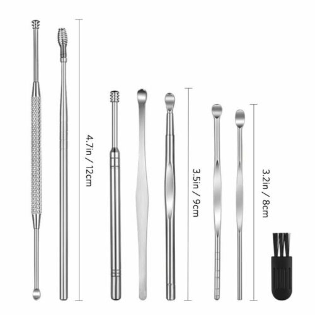 8pcs Ear Pick Cleaning Set Health Care Tool Ear Wax Remover Cleaner Ear Spoon Cleaning Ears Curette Kit
