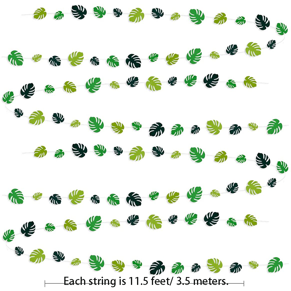 3.5M Tropical Party Decorations Green Palm Leaves Garlands Banner for Hawaiian Luau Wild One Birthday Jungle Leaf Party Supplies