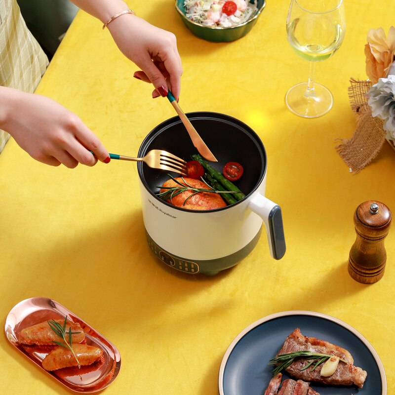 220V 1.7L Mini Electric Rice Cooker Non-Stick Pot Portable Multi Cooker 2 Layers Electric Frying Machine