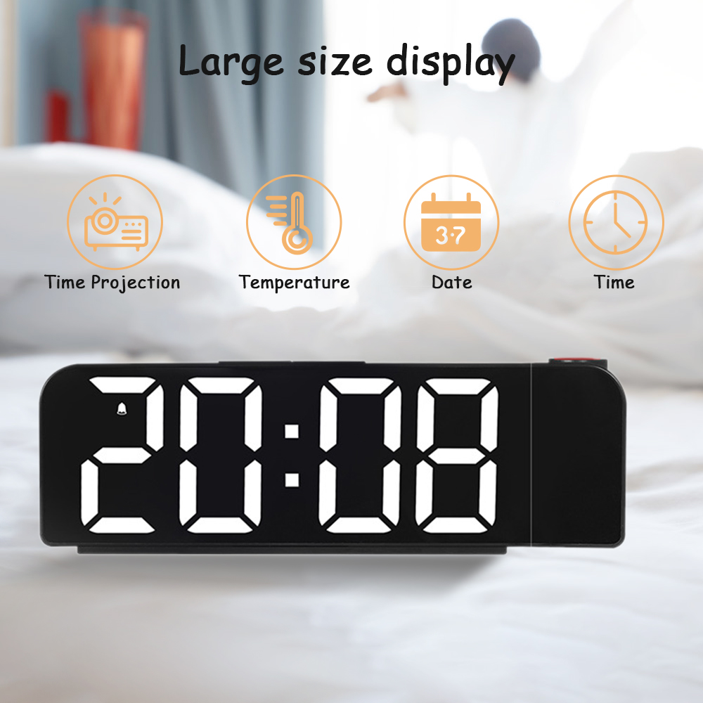Xiaomi 180 ° Rotatie Projectie Wekker 12/24H Led Digitale Klok Usb Lading Plafond Projector Wekker Slaapkamer Desktop