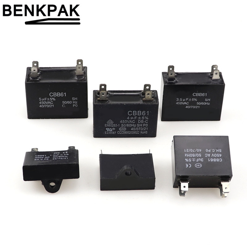 1uF 1.5uF 2uF 3uF 3.5uF 4uF 5uF 6uF 8uF 10uF 12uF Motor Run Condensator Motor Fan Start uitlaat ventilatie 450VAC CBB61