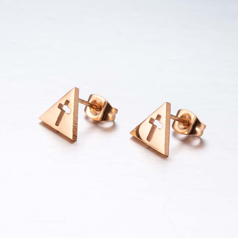 Pendientes sencillos de triángulo abierto Unisex, joyería delicada de acero inoxidable Punk Rock, con cierre de tuerca, geometría, triángulo de la muerte