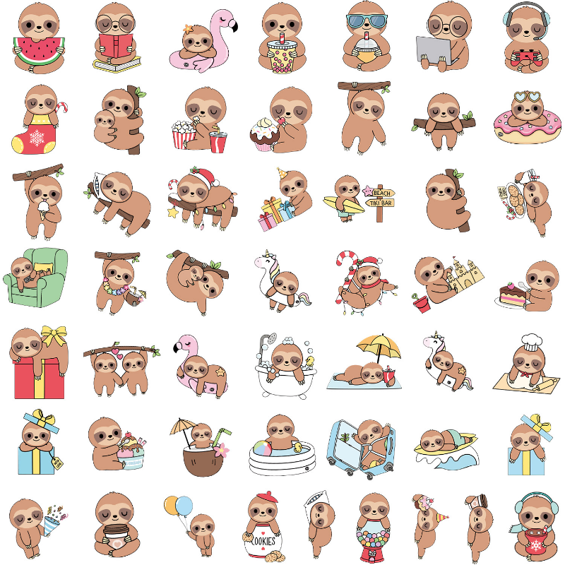 10/25/50 Stuks Schattige Luiaard Cartoon Stickers Voor Diy Bagage Waterfles Telefoon Laptop Gitaar Plakboek Briefpapier Sticker