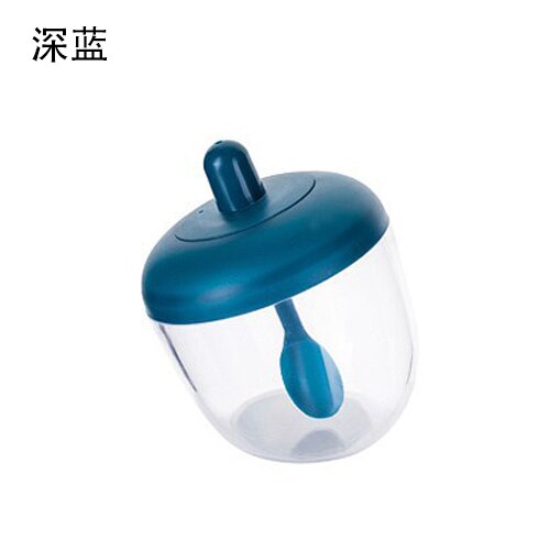 Seasoning Bottle Spice Organizer Jar With Spoon Salt Sugar Chicken Essence Condiment Storage Containers: Blue