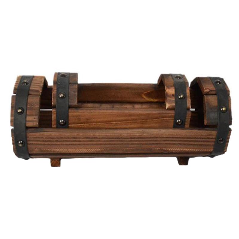 2 unids/set la mitad de maceta de barril maceta de madera para flores carbonizado anticorrosivo contenedor