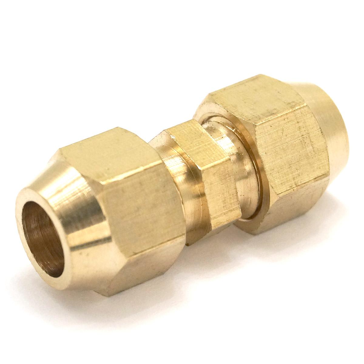Flare Tube OD 8mm x Flare Tube OD 8mm Brass Flare Male Connector Tube Pneumatic Fitting with Short Flare Nut