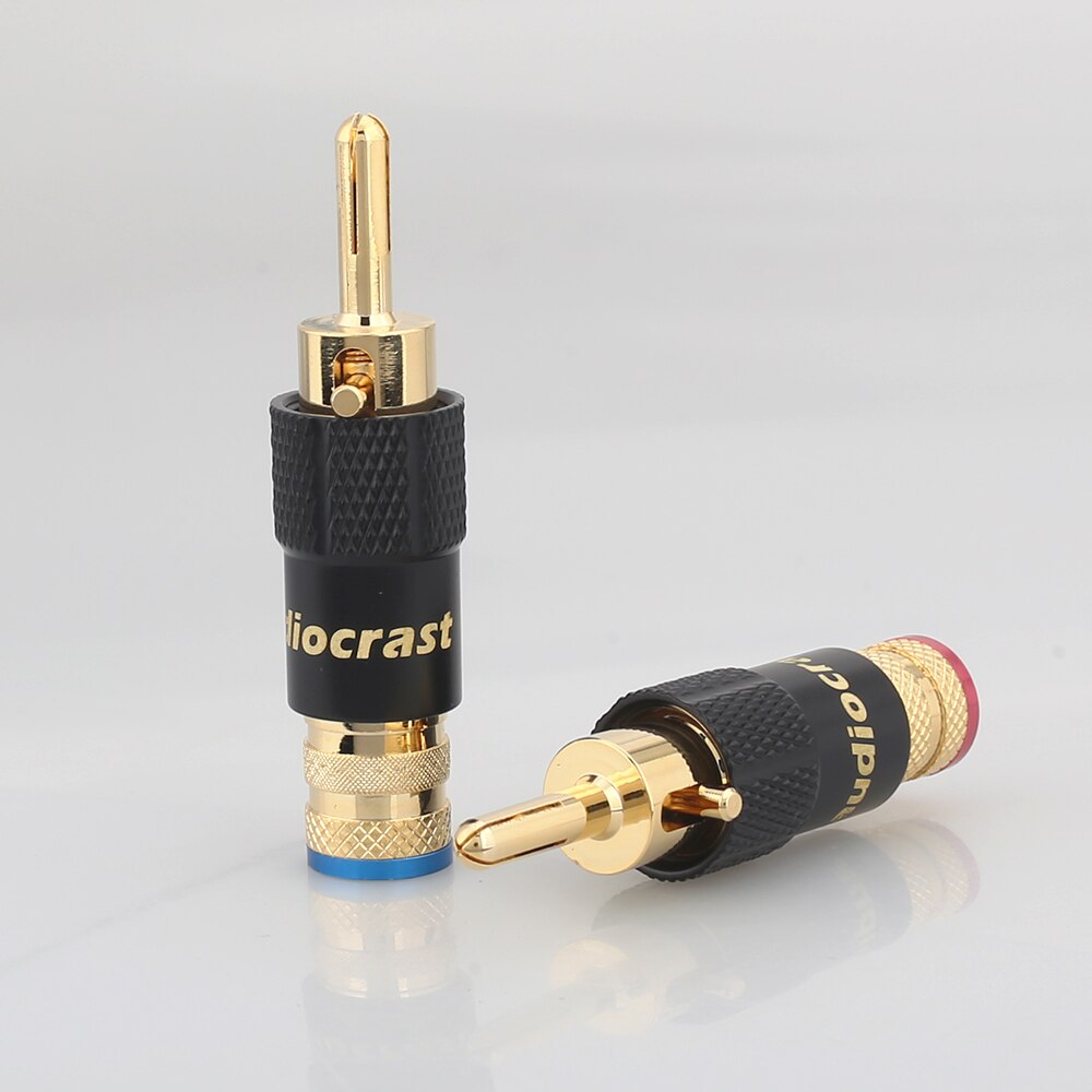 Conector de cable de altavoz, Conector de Banana de , 4 piezas, doble tornillo de bloqueo, cable de altavoz artesanal