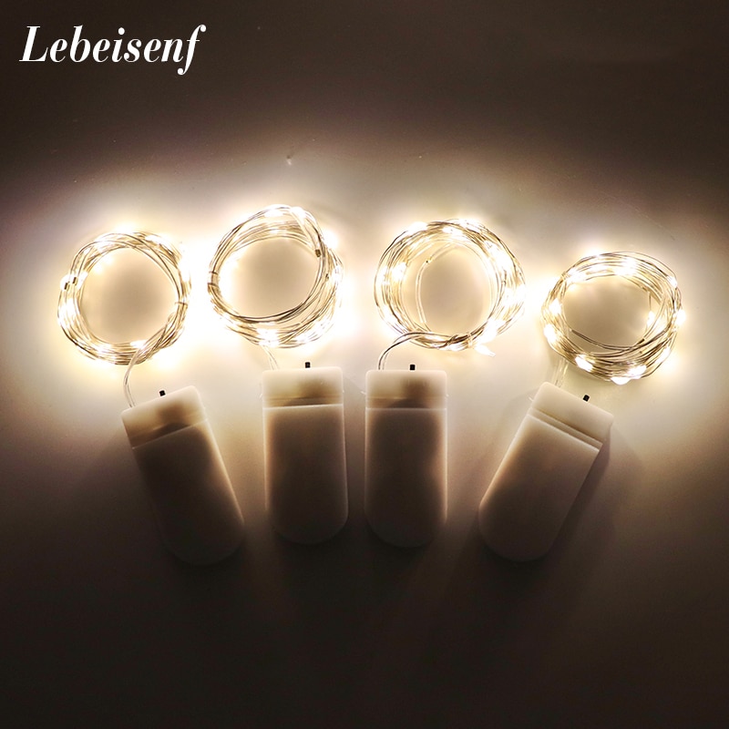 Vanntett lyslenke med  cr2032 batterier, led-mini-julelys av kobbertråd, til bryllup, julegirlanderfest