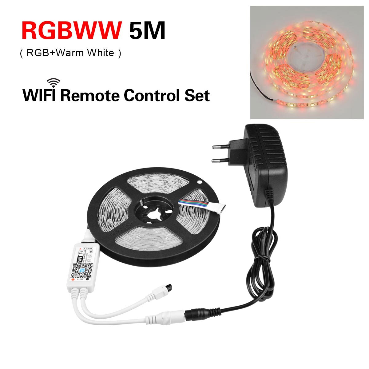 5M WiFi LED licht Strip Smart Home leven RGB RGBW RGBWW App Controle Smart lamp Tape Smart verlichting Voor android/IOS Systeem: RGBWW WiFi Set / US Plug Adapter