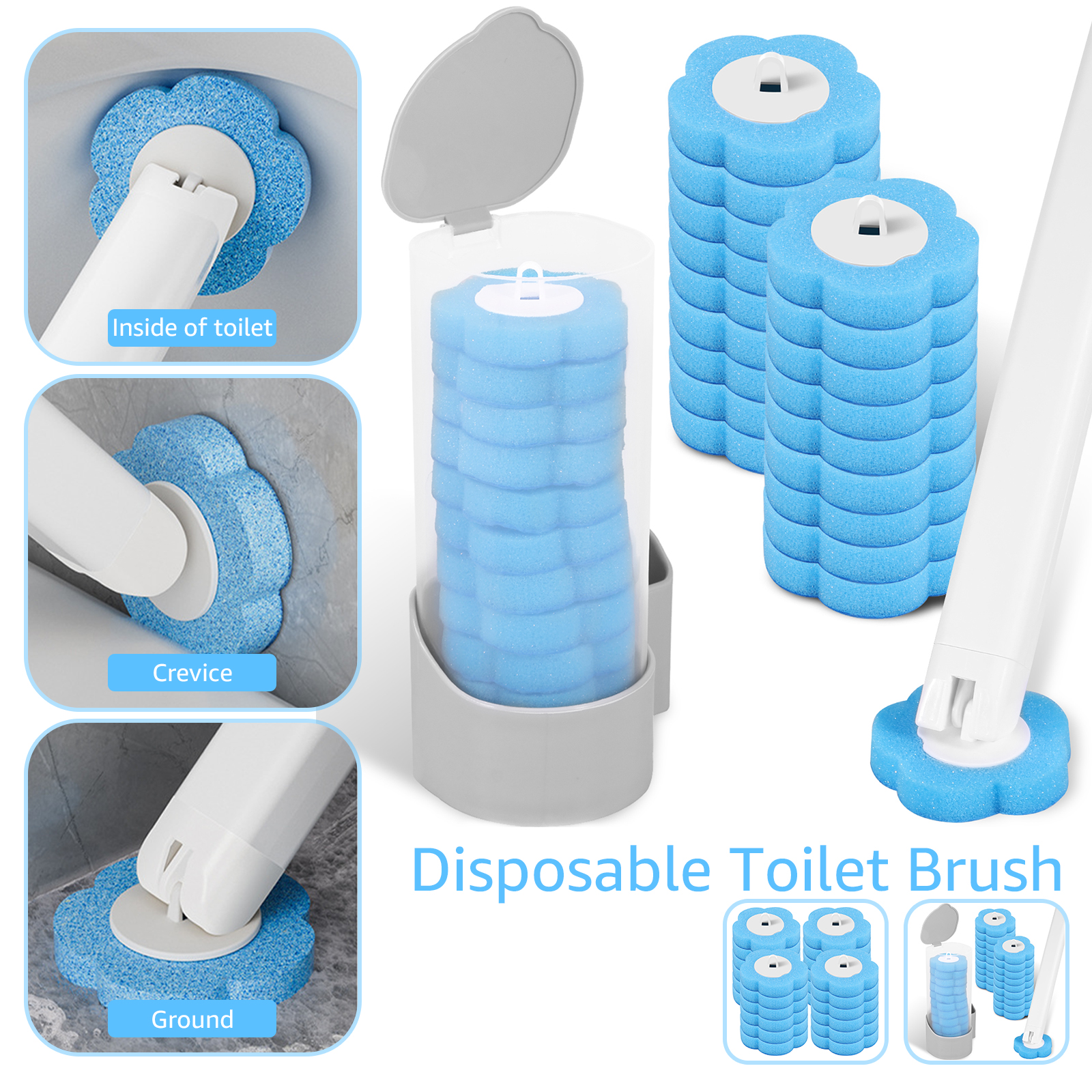 18/24 PCS Disposable Toilet Brush Wall-Mounted Cleaning Tool for Bathroom With Long Handle Replacement Brush Head Wc Accessories