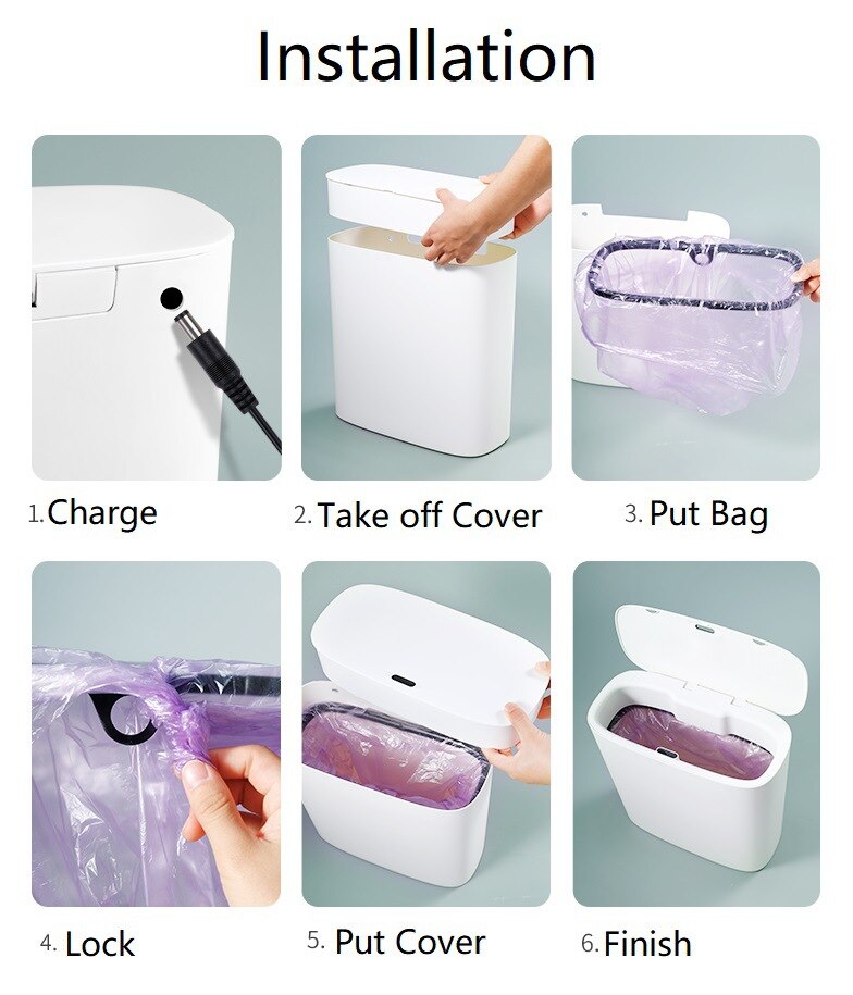 Smart Sensor Trash Can Electronic Automatic Household Bathroom Toilet Waterproof Narrow Seam Sensor Bin