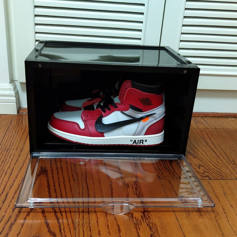 Baffect 1 pak transparante schoenendoos plastic schoenendoos organizer voor schoenenblikhouder  eu46 sportschoenen stapelbaar schoenenrek: 1 pc zijdeuren zwart