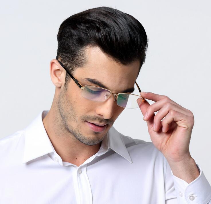 Men's Eyeglass Frames Pure Titanium Half Rimless Eyewear Frames Glasses Frames
