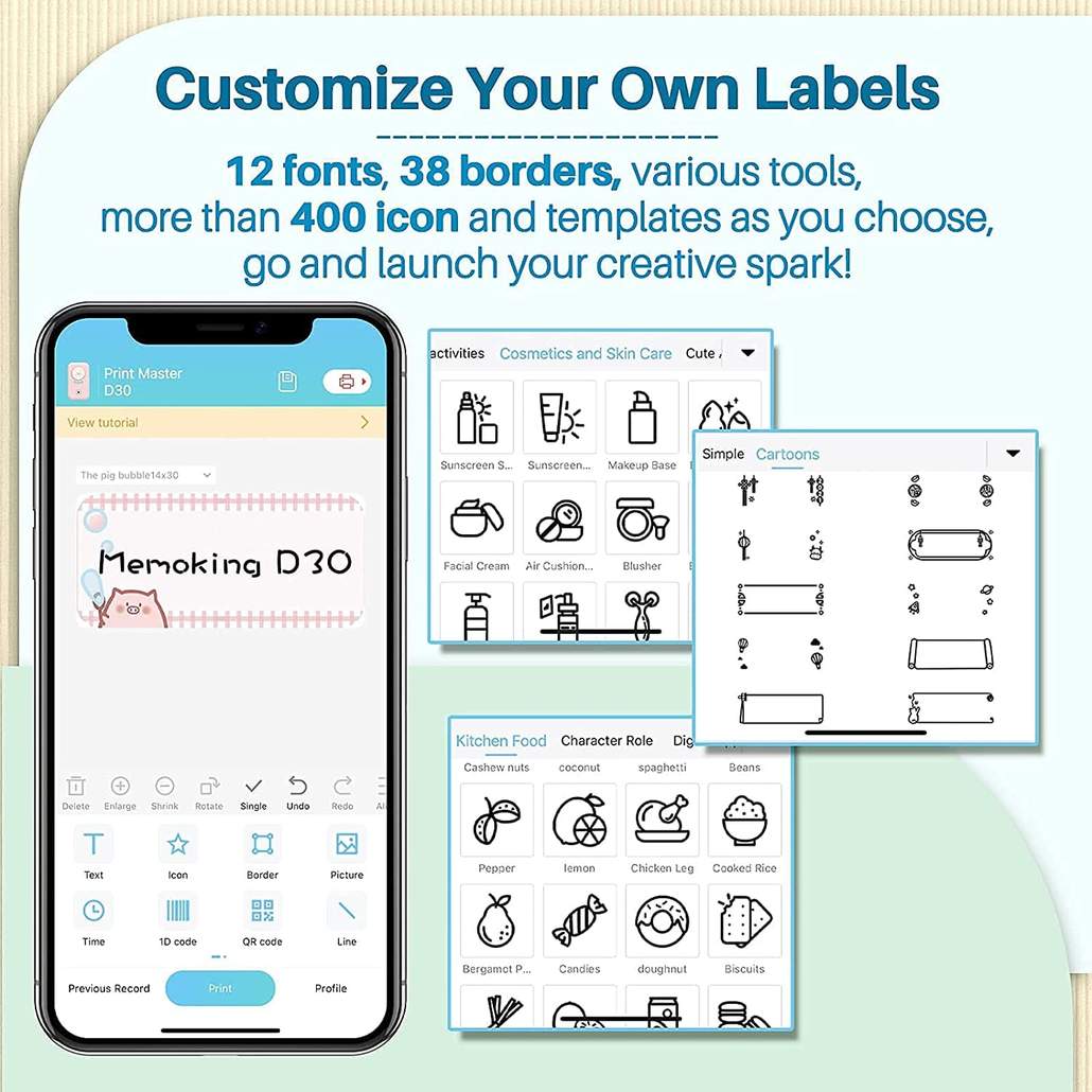 Phomemo Label Maker Sticky Note D30Pro Label Thermal Printer No Ink Home Business Helper Kitchen Sticker Machine