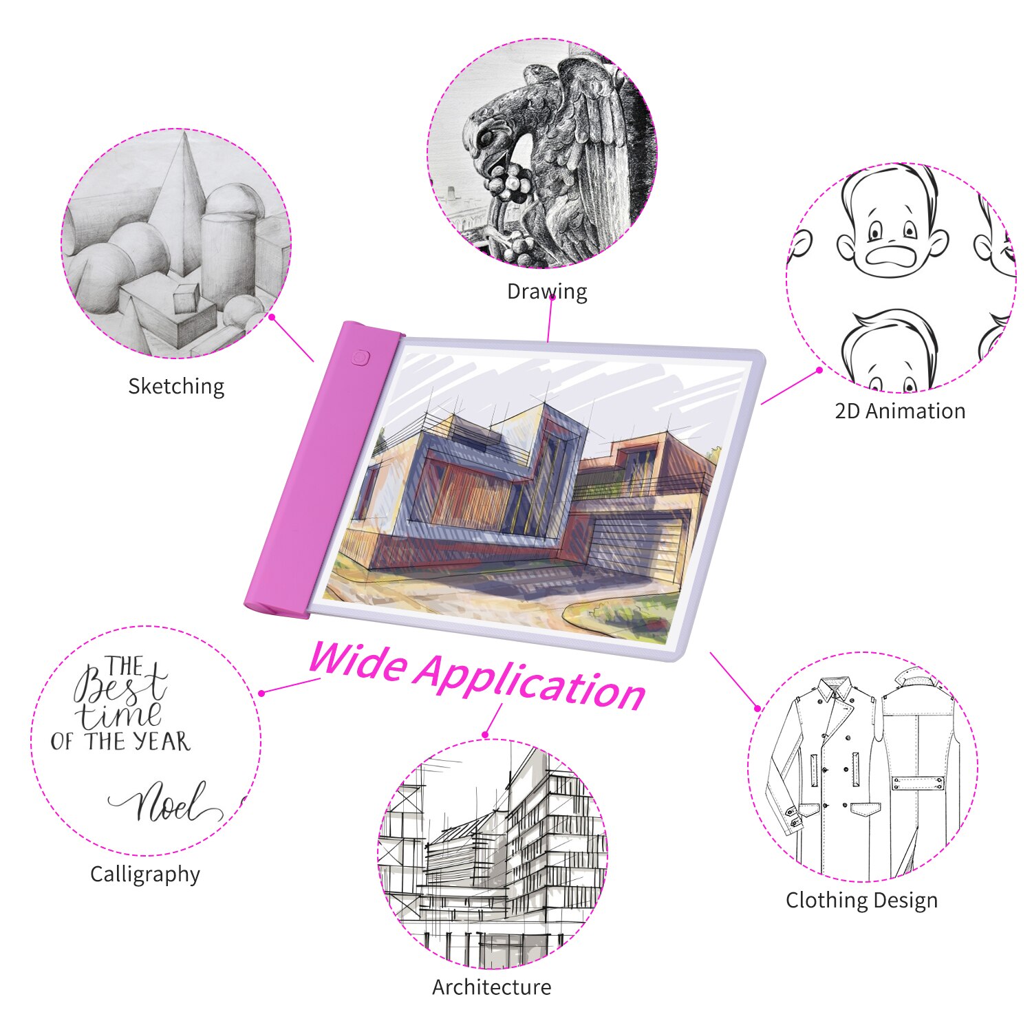 A4 Portable LED Light Box Tracer Ultra-thin Artcraft Tracing Light Pad 3 Levels Dimmable Brightness Battery Powered for Drawing