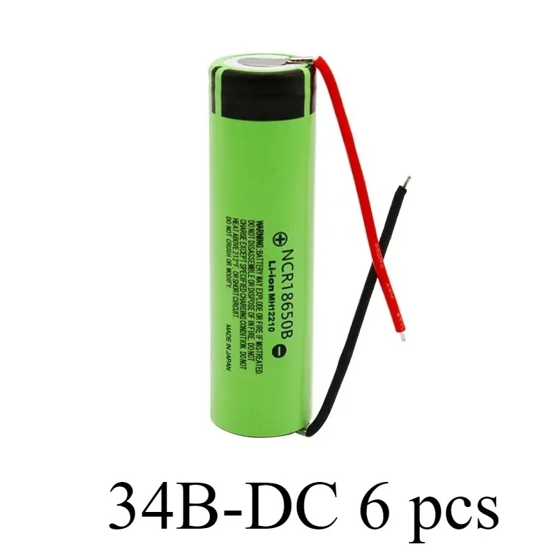18650 battery 3400mAh 3.7V lithium battery NCR18650B 3400mah suitable for flashlight battery+DIY wire assembly: Pink