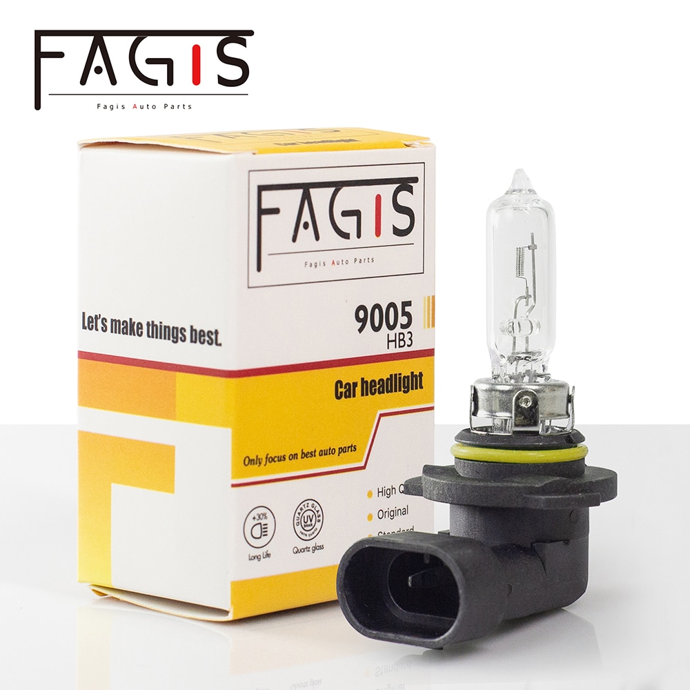 Fagis 1Pcs Us 9005 HB3 12V 65W Halogeen Licht Witte Auto Koplampen 3350K Lampen Auto lamp Quartz Glas Mistlampen Lampen
