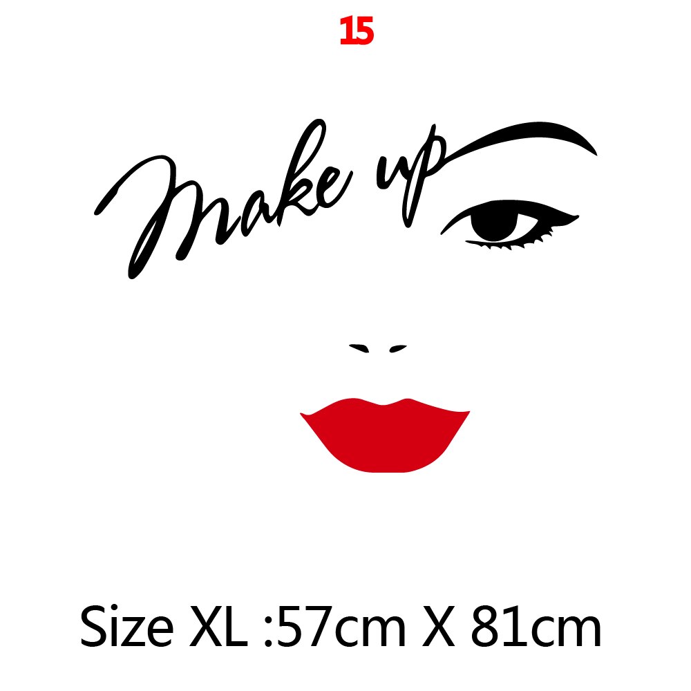 Skønhedssalon vægklistermærke smuk dame frisør til dame & #39 ;s røde læber vinyl makeup klistermærke hår frisør frisør mærkat: 15