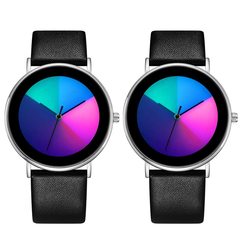 Changing Color Casual Quartz Women Watches Girl Wristwatch Stainless Steel Female Watch Clock Reloj Mujer: Couple-SilverBlack