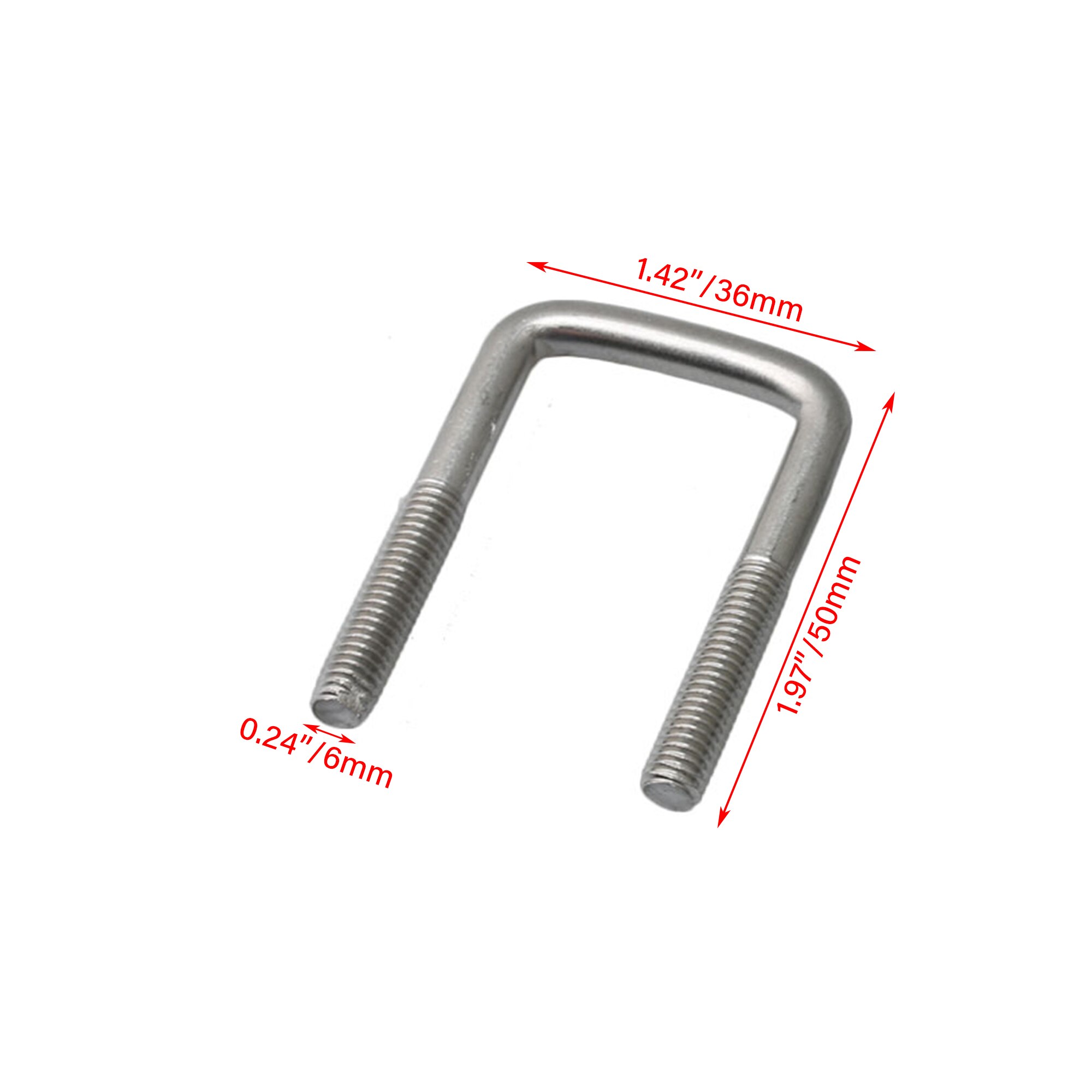 BQLZR 304 Stainless Steel Square U-bolt Brackets M6 50mm Length Nuts Plates
