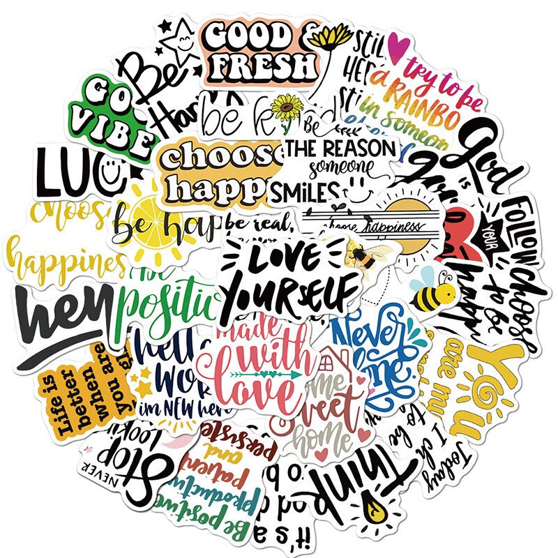50 stücke Englisch Buchstaben Begriff Graffiti Aufkleber inspirierend Zitate Aufkleber Für Laptop Skateboard Scrapbooking freundlicher Aufkleber Pack