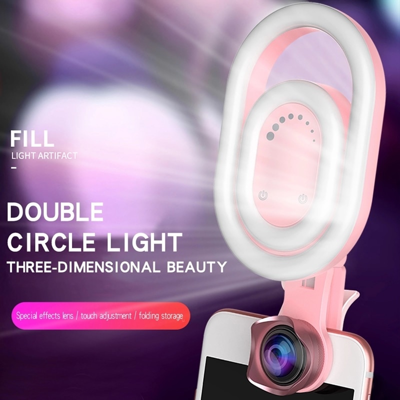 Tongdaytech LED Selfie Ring Füllen Licht Clip Dimmbare Fotografie Lampe Kamera Weitwinkel Makro Objektiv Für Schönheit machen-hoch Video Live