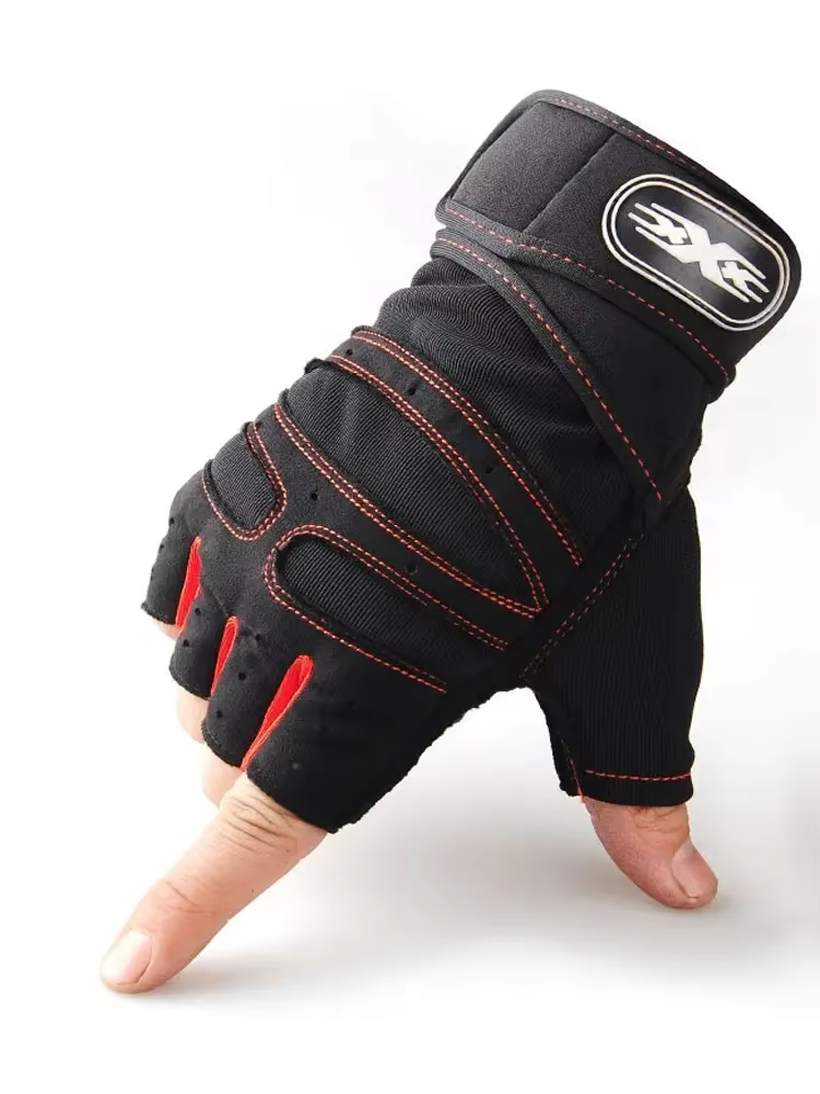 Men's Fitness Gloves Women's Fitness Weightlifting Wristband Gloves Fitness Training Sports Exercise Mountaineering Gloves: Red / XL