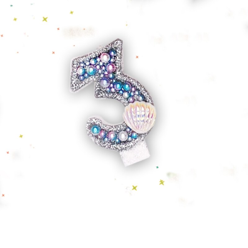 Havfrue hav tema bursdag stearinlys digital håndlaget perleskall bryllup bursdag cupcake bakeutstyr dekorasjon favor.: 3