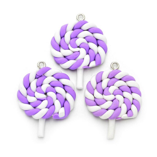 10pcs Bellezza Kawaii Spirale Arcobaleno Argilla Polimerica Cabochons Della Caramella Gommosa Caramella del Lollipop Flatback Per La Decorazione Del Telefono di DIY Bracciali: clay-02