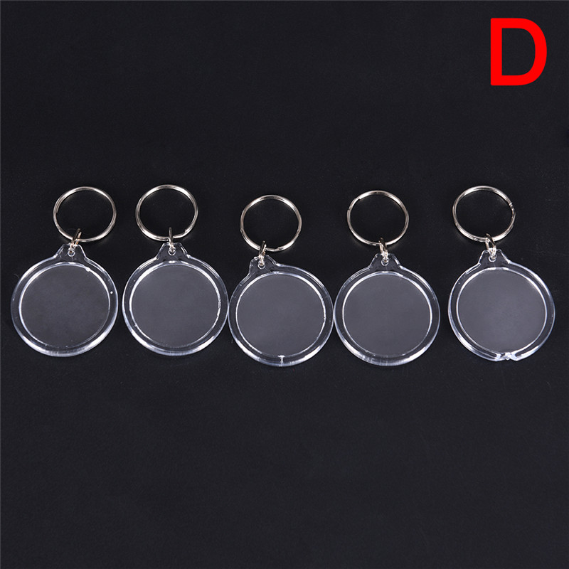 5PCS/lot Keyring Keychain Rectangle Transparent Blank Acrylic Insert Photo Picture Frame DIY Split Ring Key Chain: D