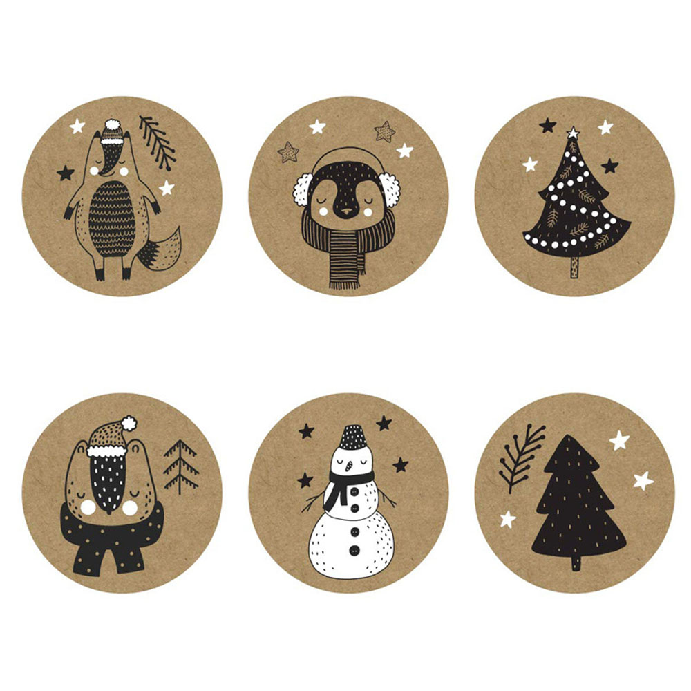 50-500 stuks 6 ontwerpen sticker sneeuwvlok kerstlabel geschenkdoos decoratie sticker gelukkige kerstdag dierenstickers papier