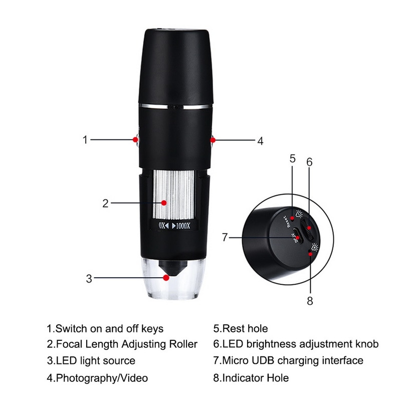 1000X Digital Microscope Wifi Microscope Magnifier Camera 720P Stand Wifi Microscope Wireless Magnification Endoscope