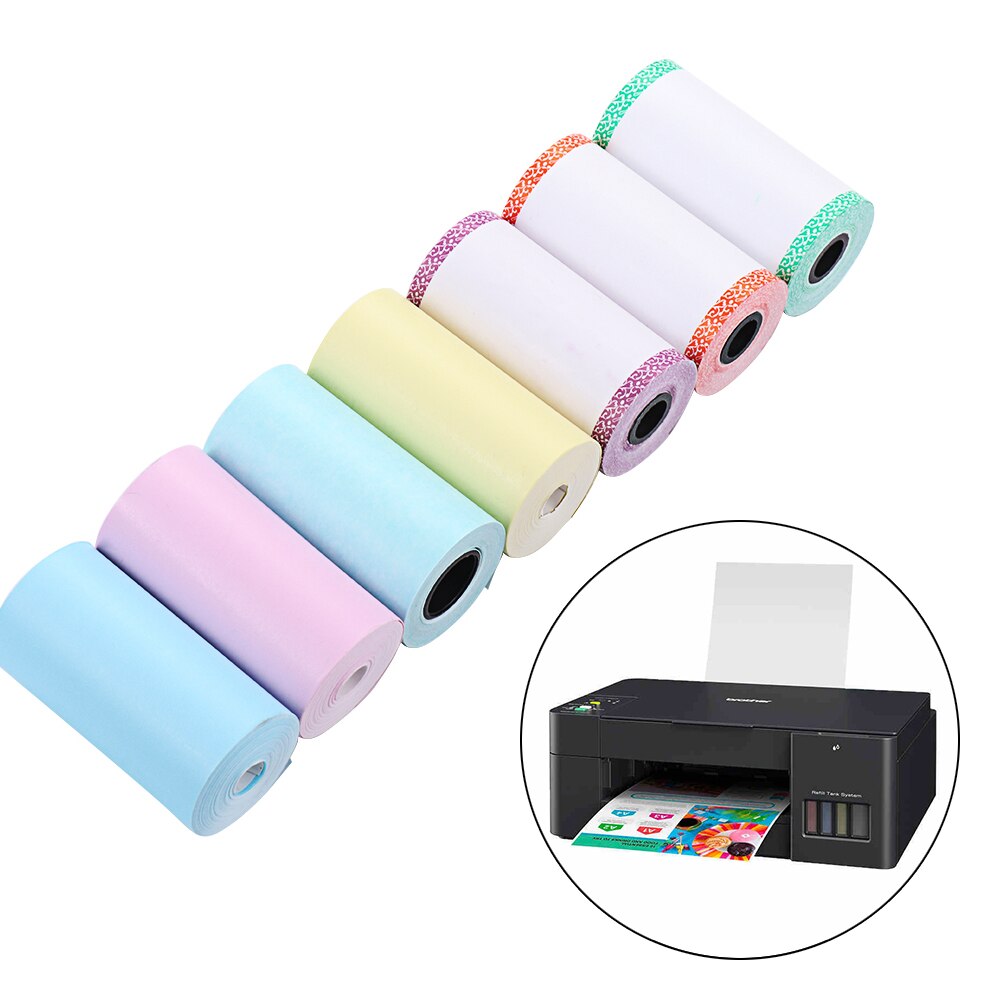 1 Roll Colorful Printer Sticker Non-adhesive Thermal Paper Direct Thermal Paper P1/P2 57*30mm For PAPERANG/ PeriPage Printer
