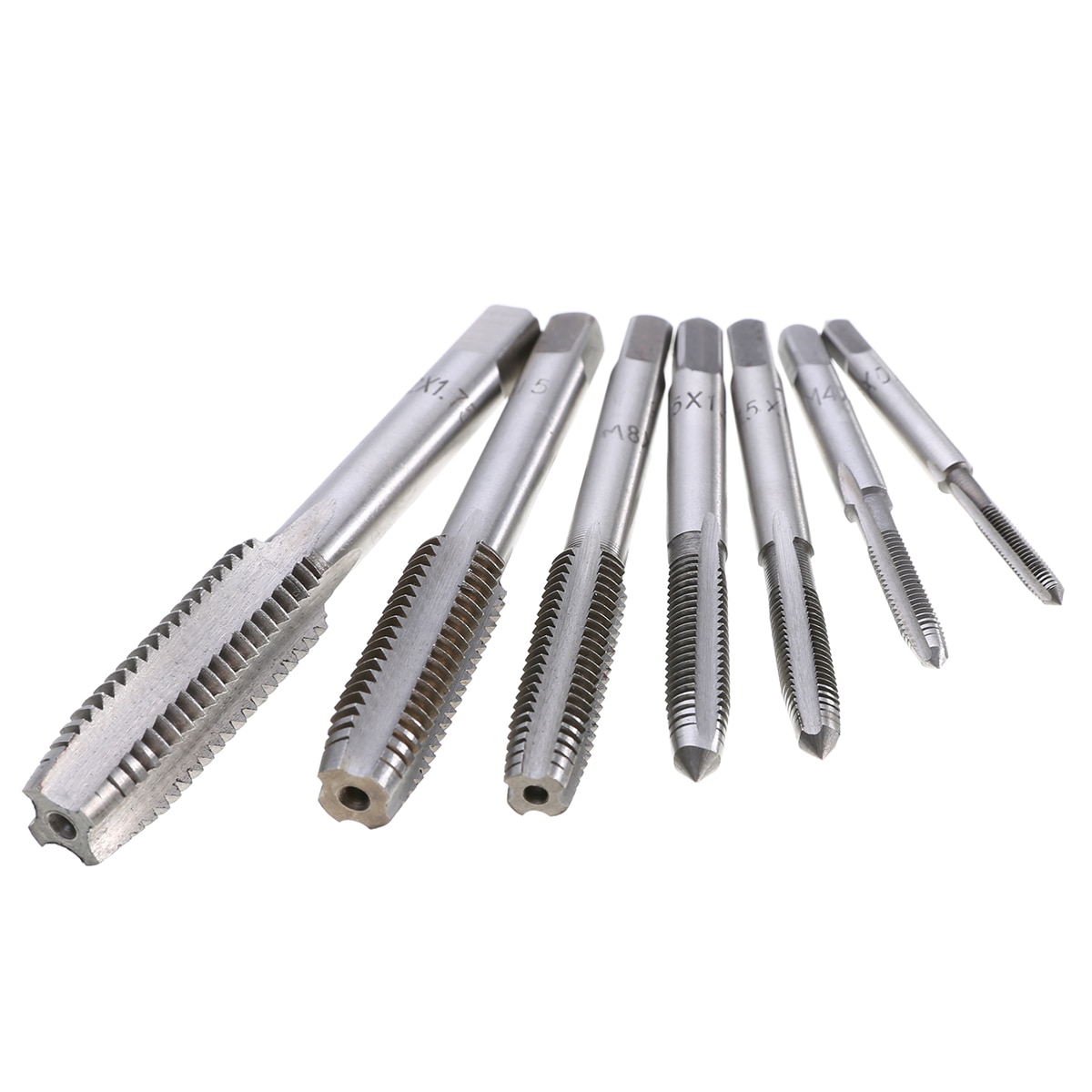 7pcs HSS Metric Thread Tap Tapper Set Right Hand 0.5mm-1.75mm Pitch M3 M4 M5 M6 M8 M10 M12 For Woodworking Tools