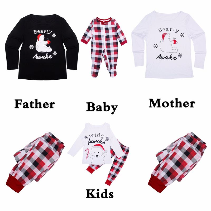 Ensemble pyjama réveil ours pour noël, vêtements assortis pour famille, noël, payé rouge pour maman et moi