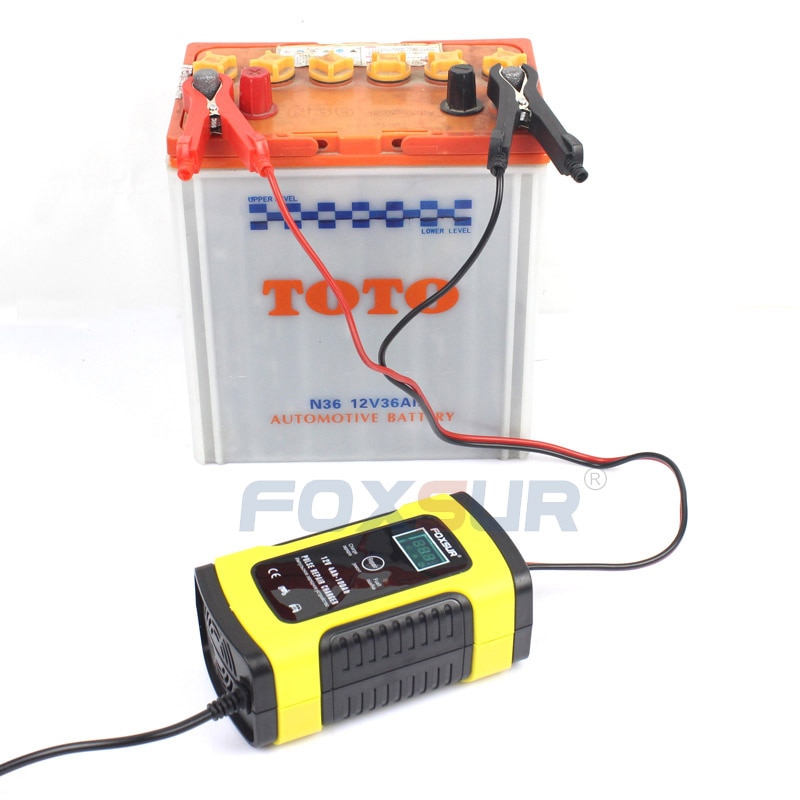 FOXSUR 12 v 5A Motorcycle Car Battery Charger Beheerder & Desulfator Smart Battery Charger, Pulse Reparatie Lader LCD Display