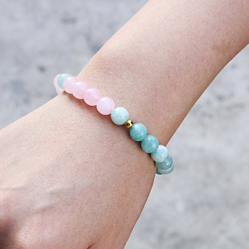 Pink Crystal Bracelet Natural Stone Beads Bracelets For Women Girl Rose Quartzs Stone Bracelets jewelry Femme Female Meditation