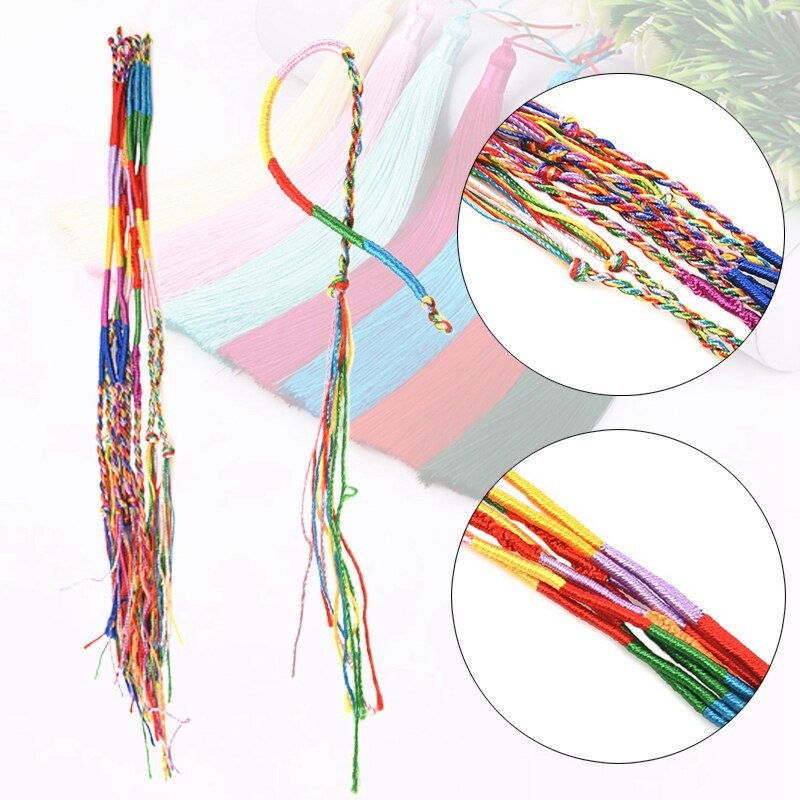 9x kleurrijke draadvriendschapsarmbanden geweven hippie & 9 stuks armbanden braziliaanse draadvlecht etnische veelkleurige 4