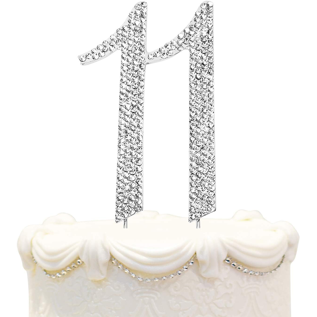 60 Sparkly Rhinestone Decoration Cake Topper - Premium Silver Metal - 60th Birthday or Anniversary Party Makes a Great Centerpie: Dark Khaki