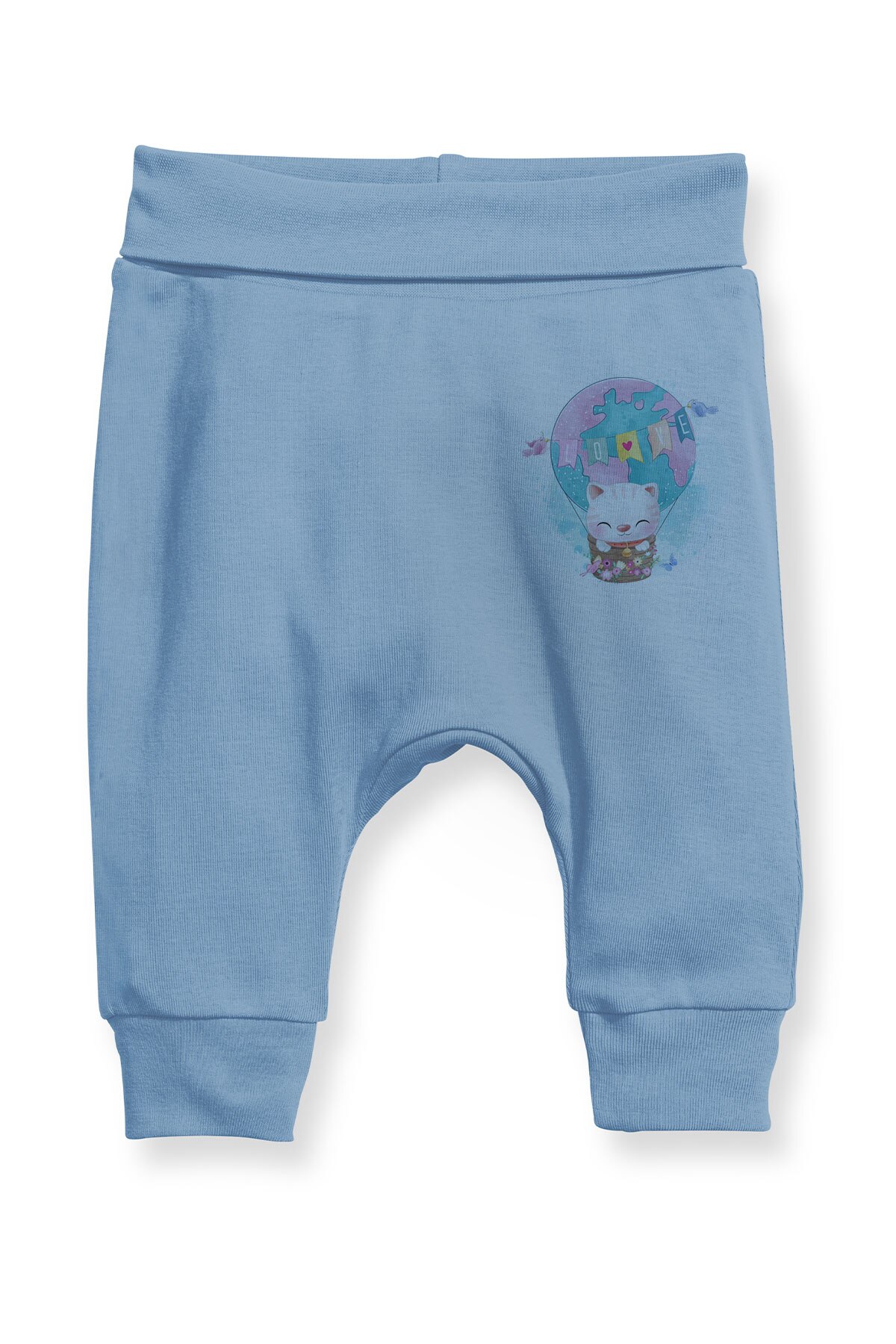 Angemiel Baby Balondaki Nette Katze Baby Junge Pluderhosen Pantalon Blau