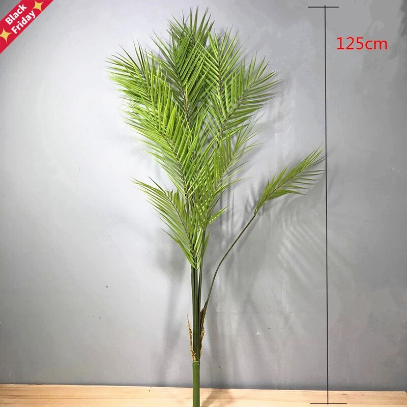 125cm11 leaves Artificial Large Rare Palm Tree Green Lifelike Tropical Plants Indoor Plastic Large Potted Home Hotel Office Deco