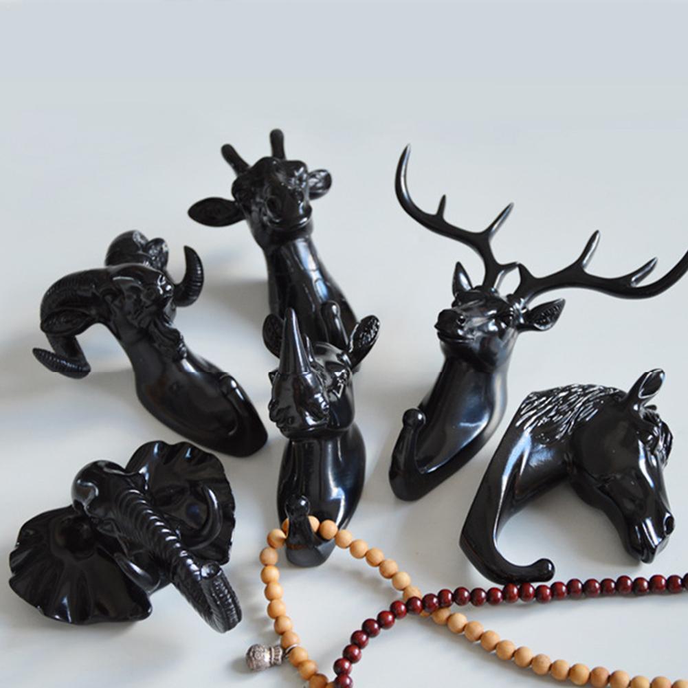 Creativity Animal Shaped Hooks Deer Stags Rhino Horse Rack Holder Elephant Giraffe Hook Hanger Head Coat Wall Hat Home Deco J6W3