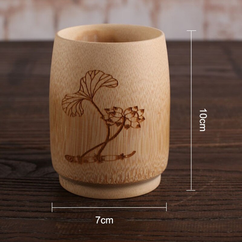 Japan Teaism Engraving Tea Cup Natural Bamboo Joint Wine Tea Cup for Home Tea Table Decoration Tea Ceremony Lotus Magpie Cupss.