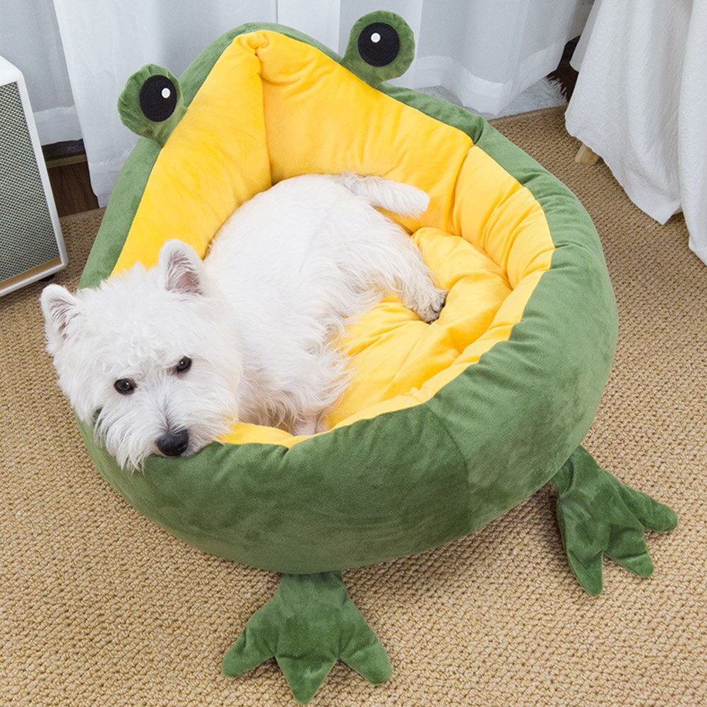 Dog Cat Bed Cute Frog Shaped Pet Supplies Puppy Kitten Cozy Nest Kennel Winter Warm Soft Sleeping Bed Cushion House