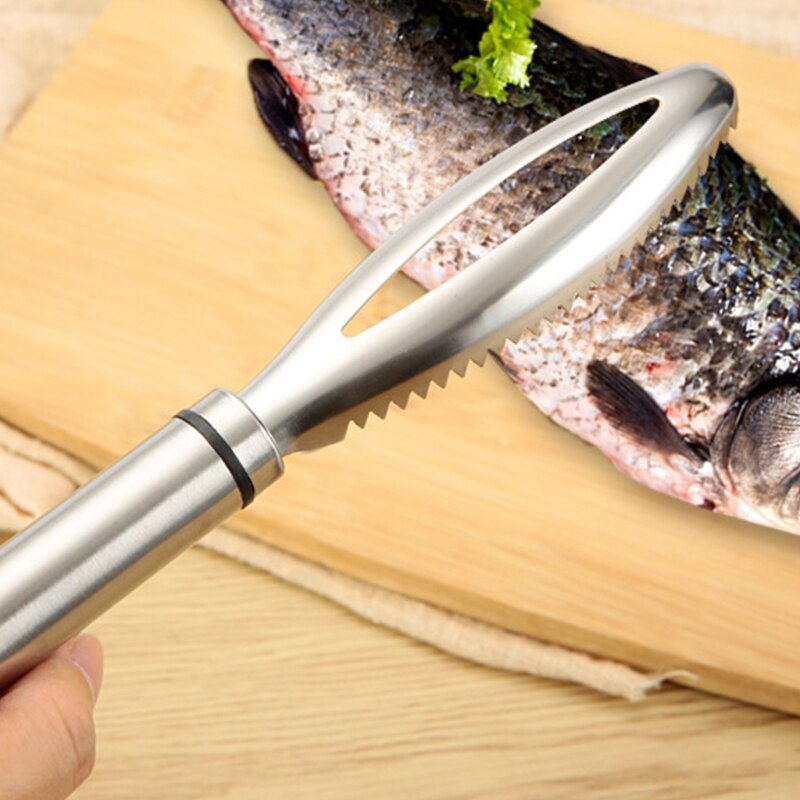 Stainless Fish Scale With Double Serrated Teeth Fish Scaler Remover for Kitchen R9JC