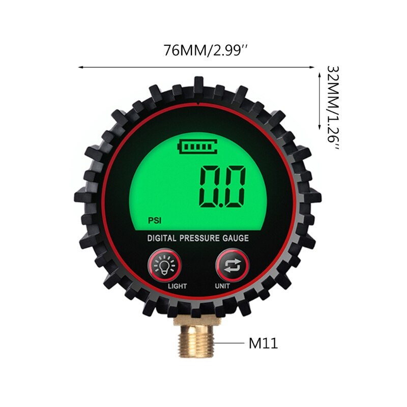 Digital air pressure gauge, battery powered, with led light , 0-255 psi accuracy, 1%  professional gauges