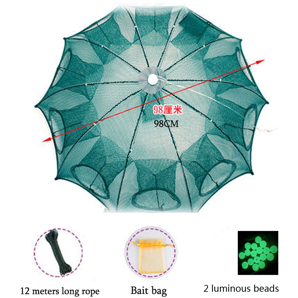 Filet de pêche automatique 4-20 trous Cage à homard en Nylon pliable piège à crabe filet de coulée renforcé filet de pêche pliant: B- 10 Holes